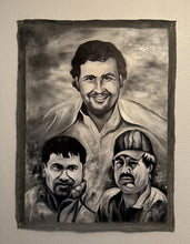 Load image into Gallery viewer, Patrones 2 Pablo Escobar, El Chapo Guzman & El Mayo Zambada Oil Canvas Painting Authentic
