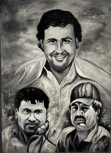 Load image into Gallery viewer, Patrones 2 Pablo Escobar, El Chapo Guzman & El Mayo Zambada Oil Canvas Painting Authentic