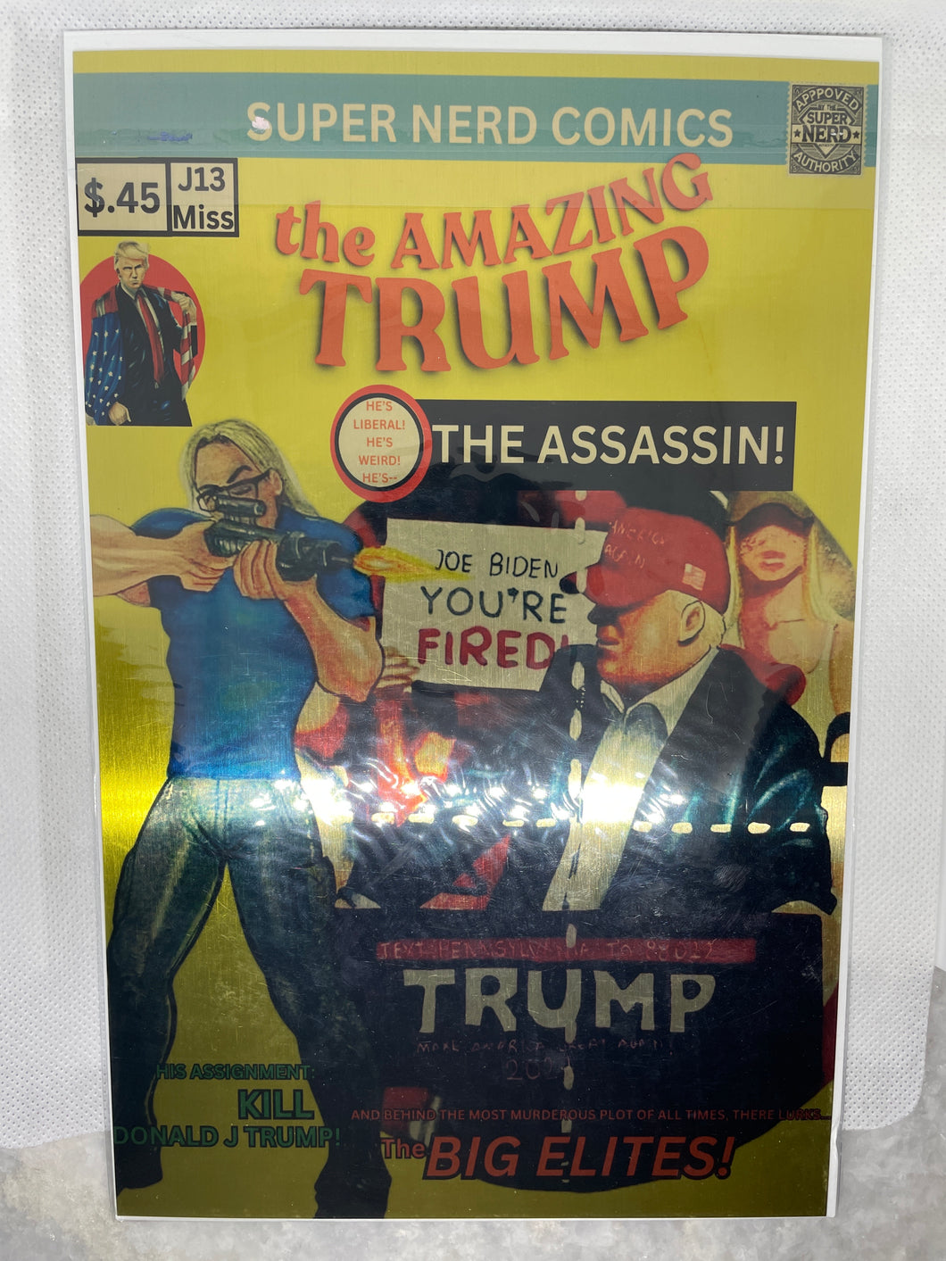 Brand New Sealed The Amazing Trump Gold Metal Comic Cover. Only 20 made!