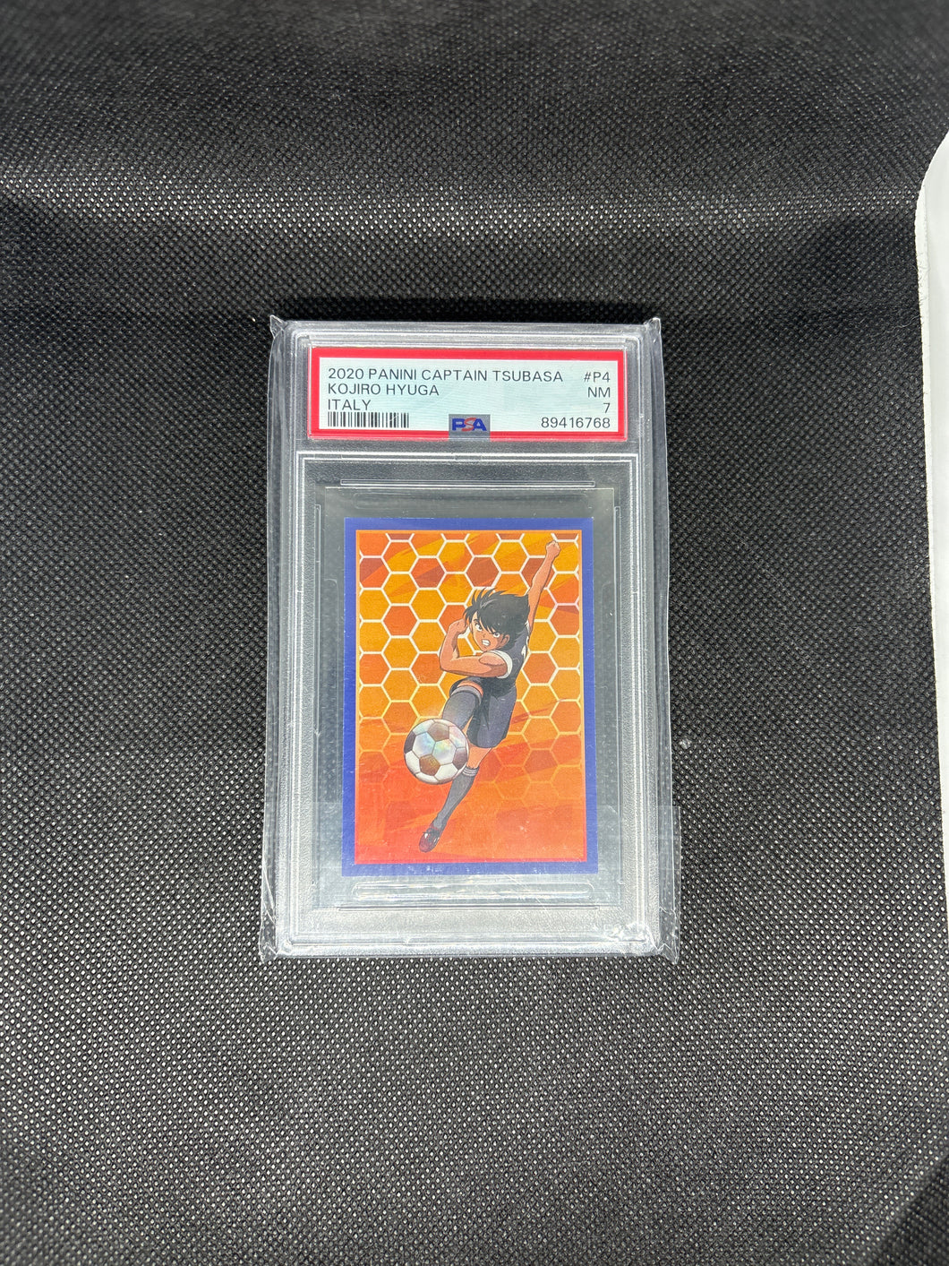 Brand New Vintage Trading Card KOJIRO HYUGA 2020 PANINI CAPTAIN TSUBASA #P4 PSA 7 Super Campeones Graded