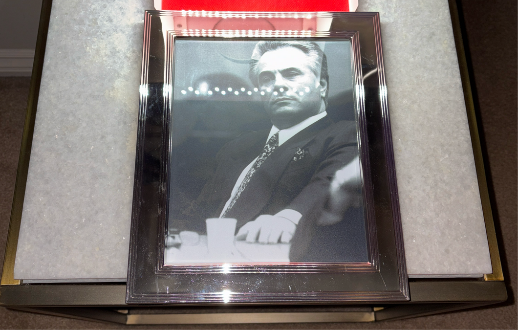 USED Vintage Silver Chrome Luxury Frame with John Gotti in Court 8x10