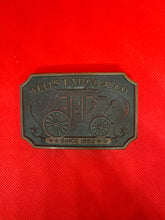 Load image into Gallery viewer, USED Vintage Copper Metal Belt Buckle Wells Fago &amp; CO 1973 Collectors Item
