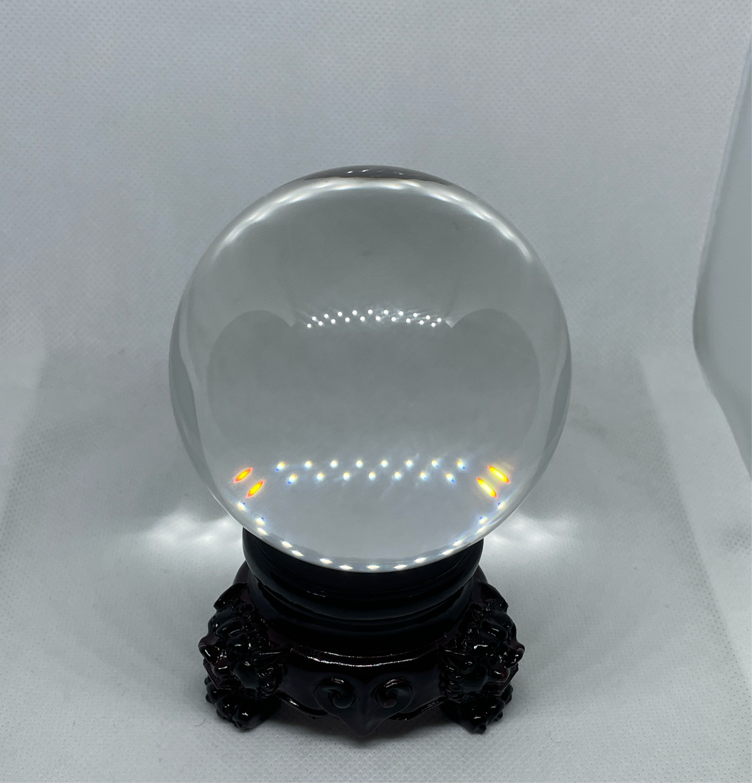 Witches Crystal Quartz Small Ball with Dragon Stand