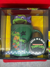 Load image into Gallery viewer, Brand New Sealed Sock in a mug TMNT Set Michelangelo Mug Donatello Socks
