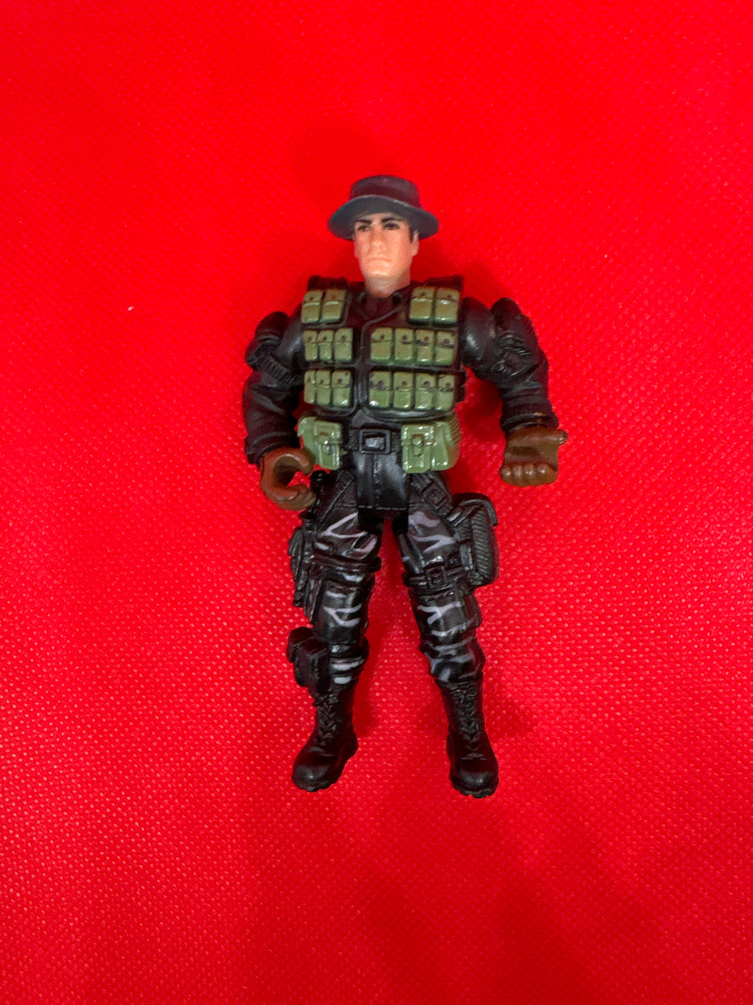 USED Chap Mei HK Design Vintage 4” Soldier Figure In Black & Green Gear