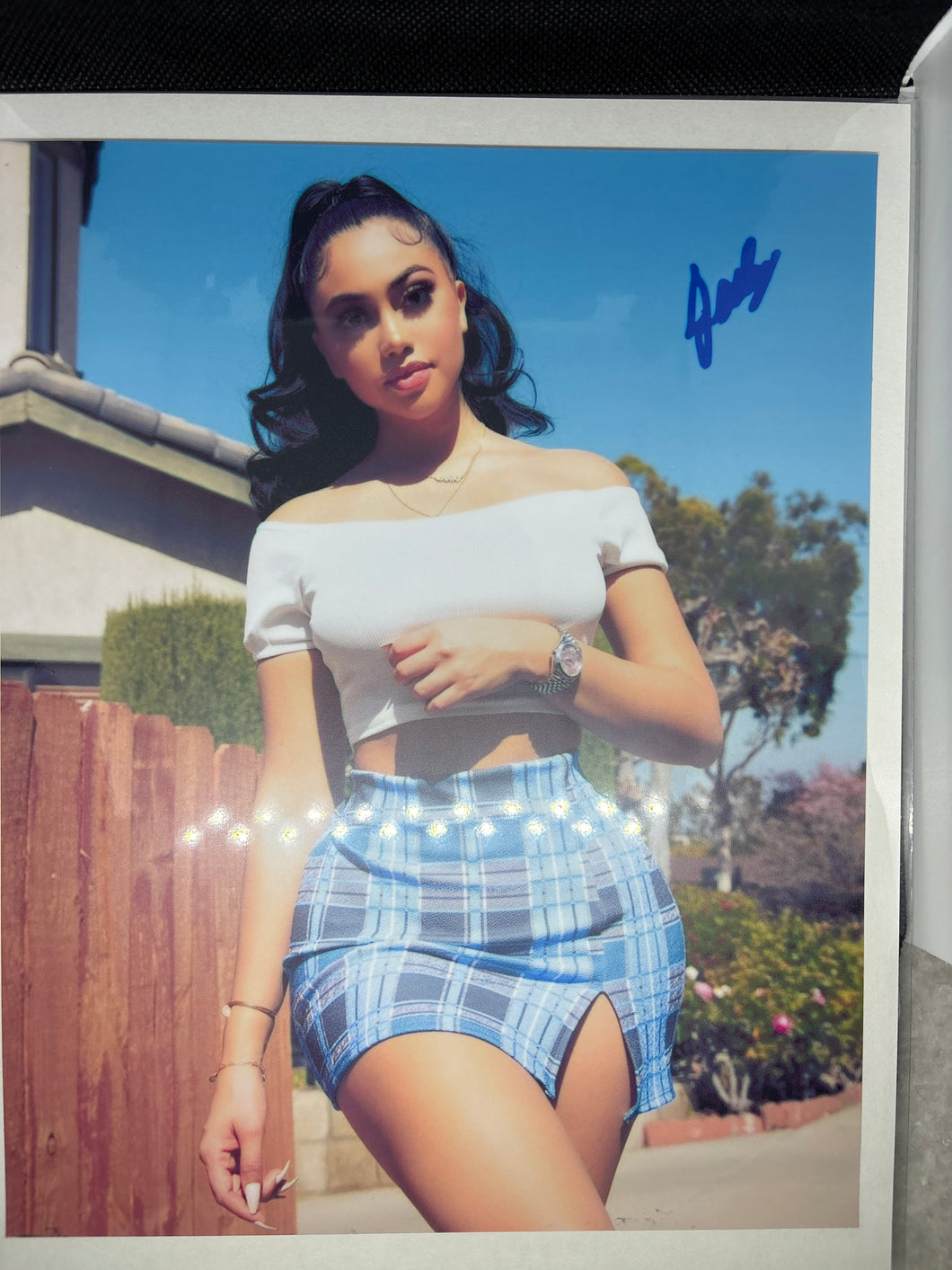 Brand New High Resolution Laminated Picture Jailyne Ojeda Reprint with Signature comes with Board and Bag 8x10