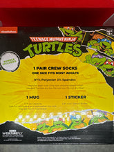 Load image into Gallery viewer, Brand New Sealed Sock in a mug TMNT Set Michelangelo Mug Donatello Socks
