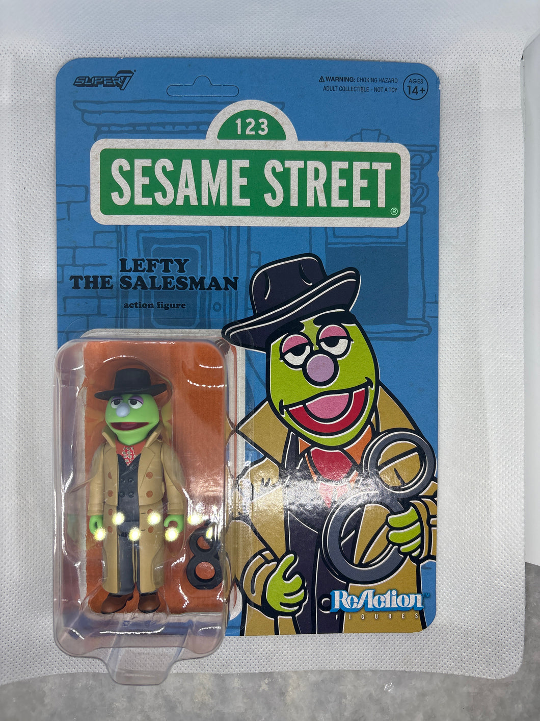 Brand New Sealed Sesame Street LEFTY THE SALESMAN with an Eight Ball 18+