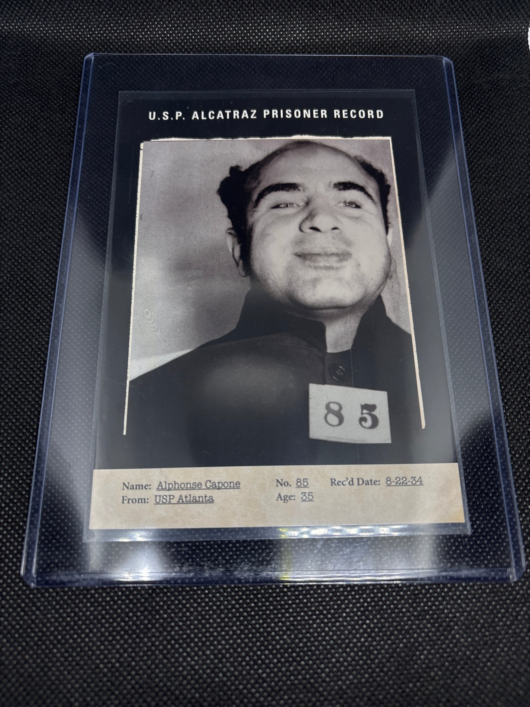 Brand New Vintage U.S.P Alcatraz Prisoner Card Al Capone comes with Toploader protector