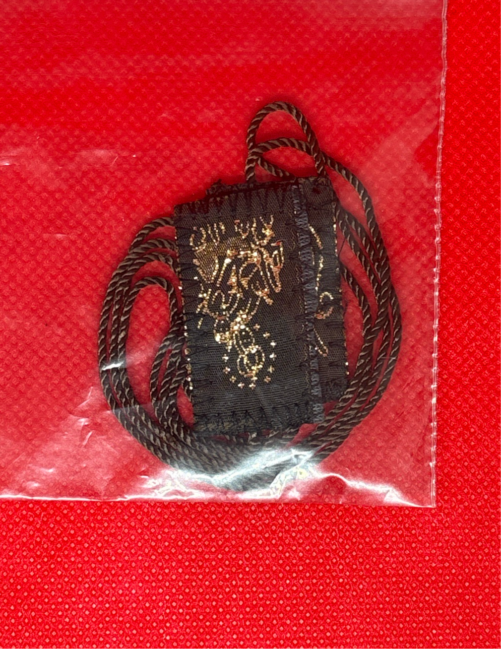 Brand New Vintage Scapular Escapulario Bendecido Virgen Del Carmen Con Nino Brown Cafe